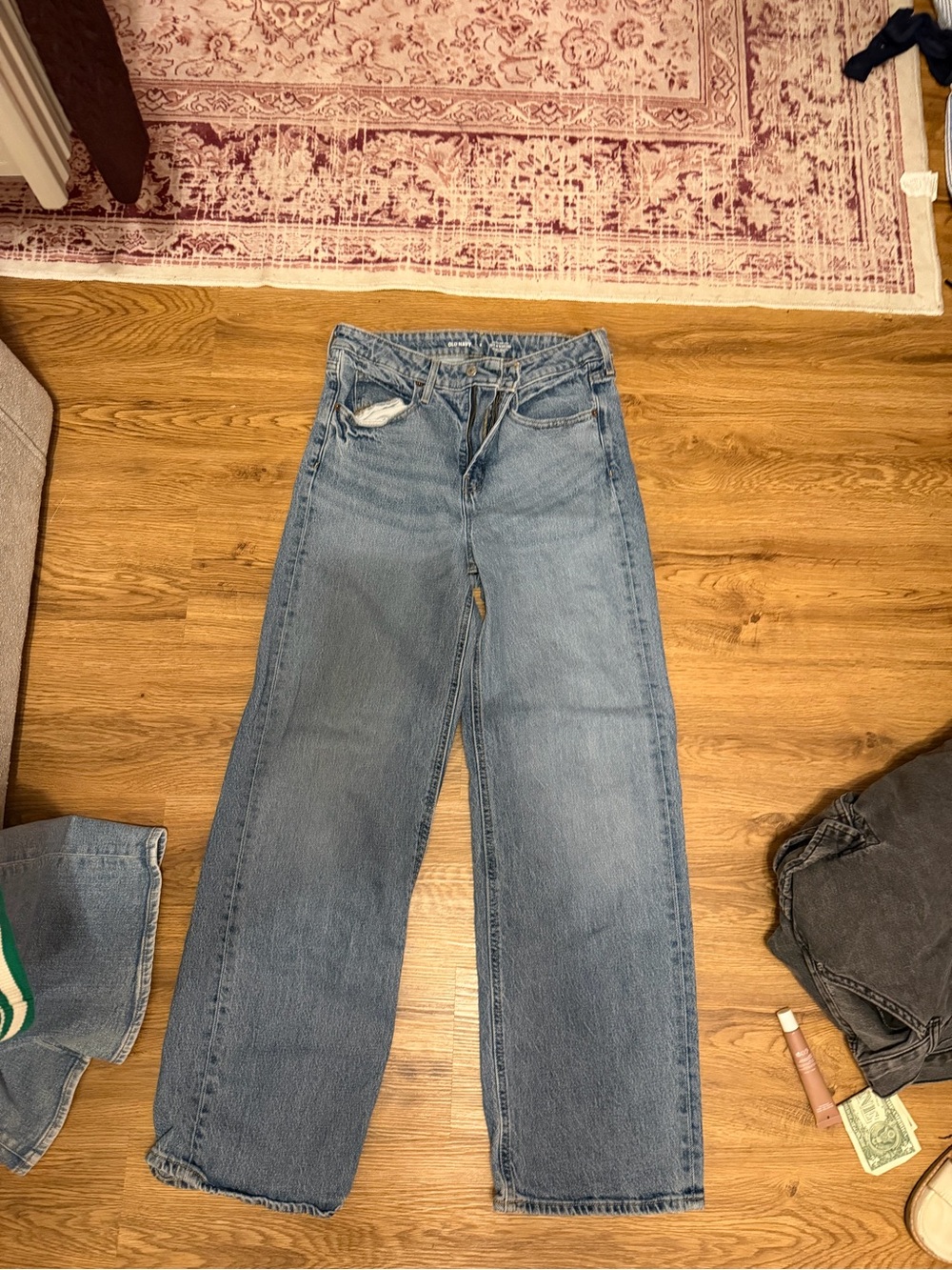 Old Navy Light Blue Wide Leg Jeans with Subtle Distress